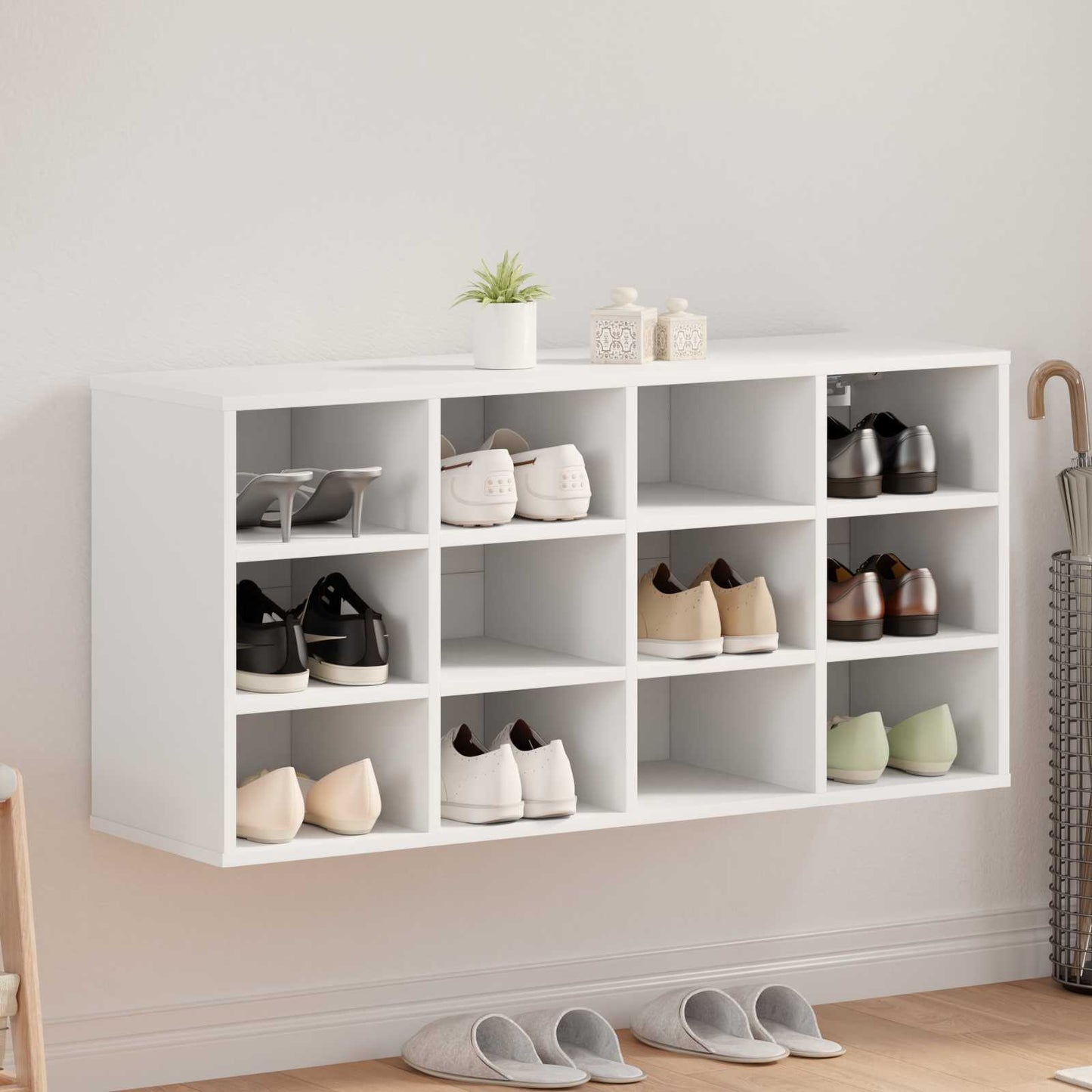 Sko skab 103 x 30 x 51 cm Konstrueret træ Hvid