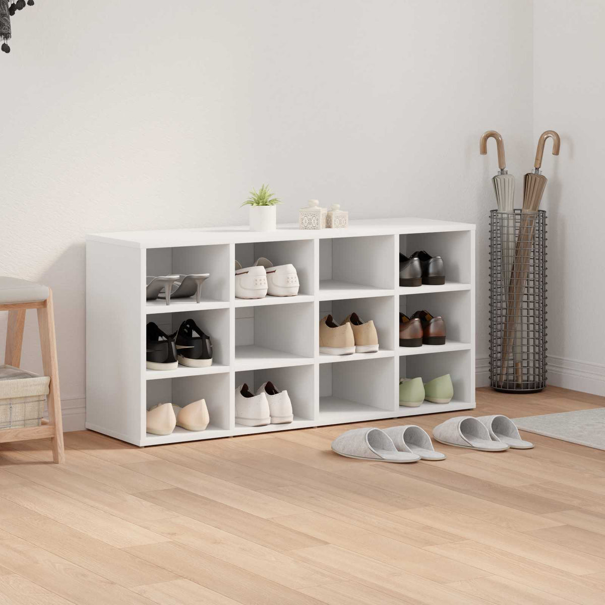 Sko skab 103 x 30 x 51 cm Konstrueret træ Hvid