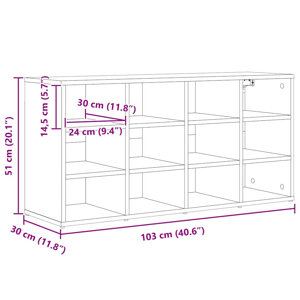 Sko skab 103 x 30 x 51 cm Konstrueret træ Sonoma-eg
