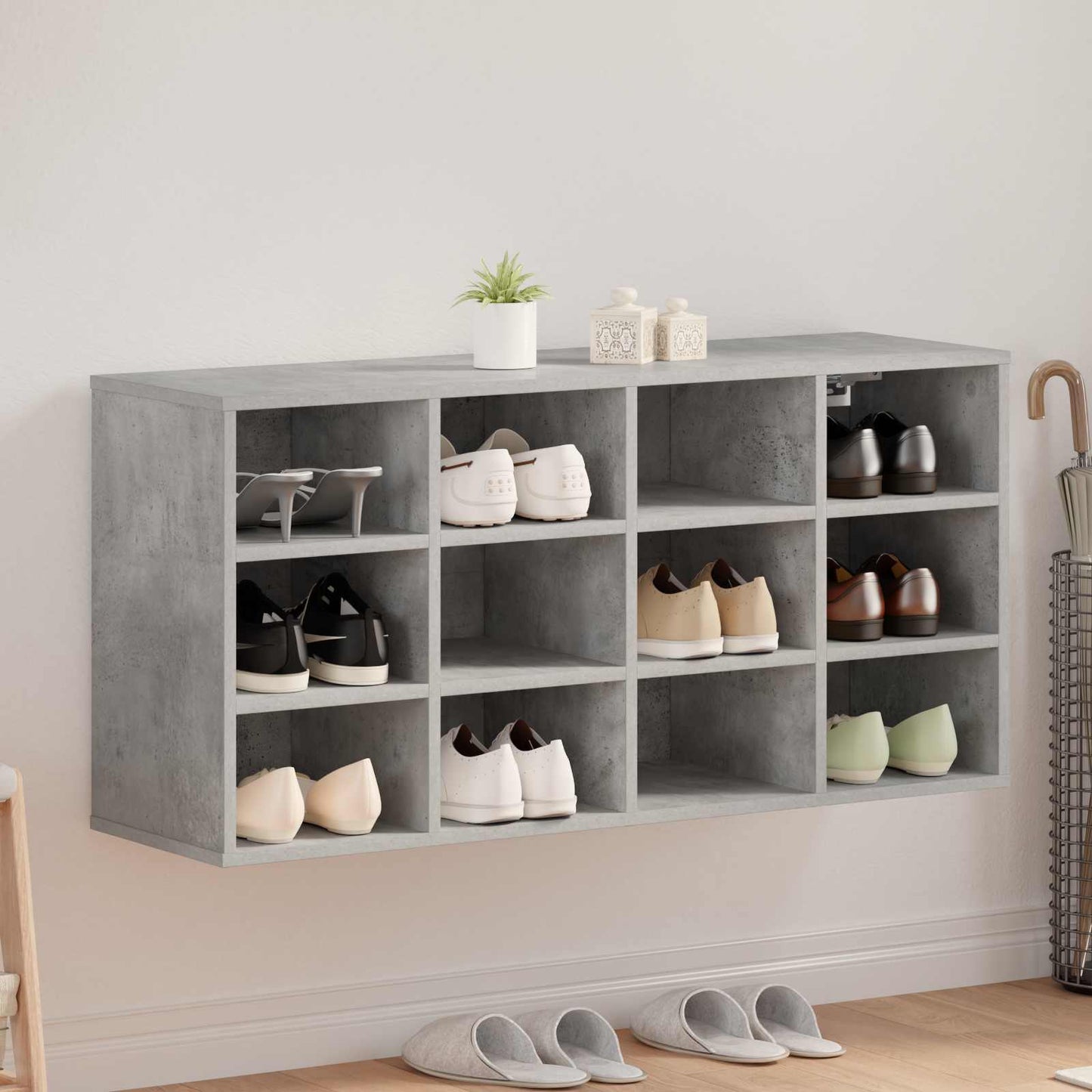 Sko skab 103 x 30 x 51 cm Konstrueret træ Betongrå