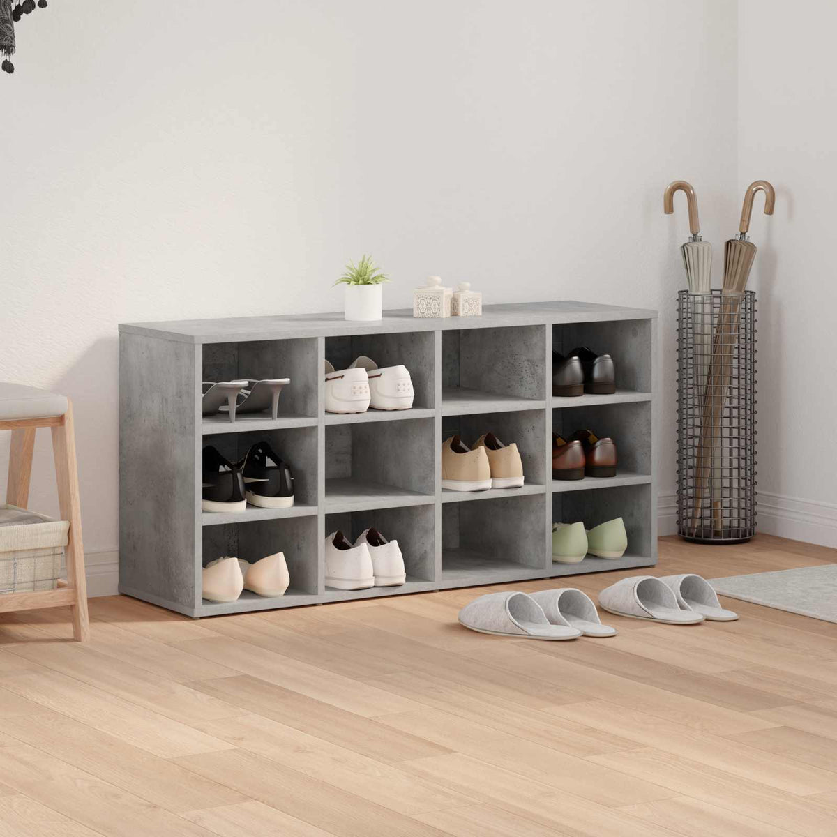 Sko skab 103 x 30 x 51 cm Konstrueret træ Betongrå