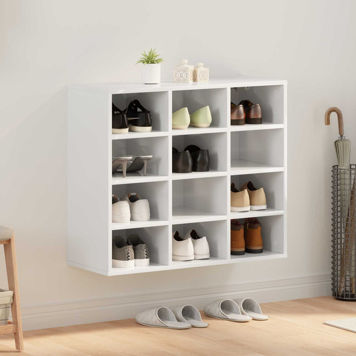 Sko skab 77,5 x 30 x 67 cm Konstrueret træ Hvid
