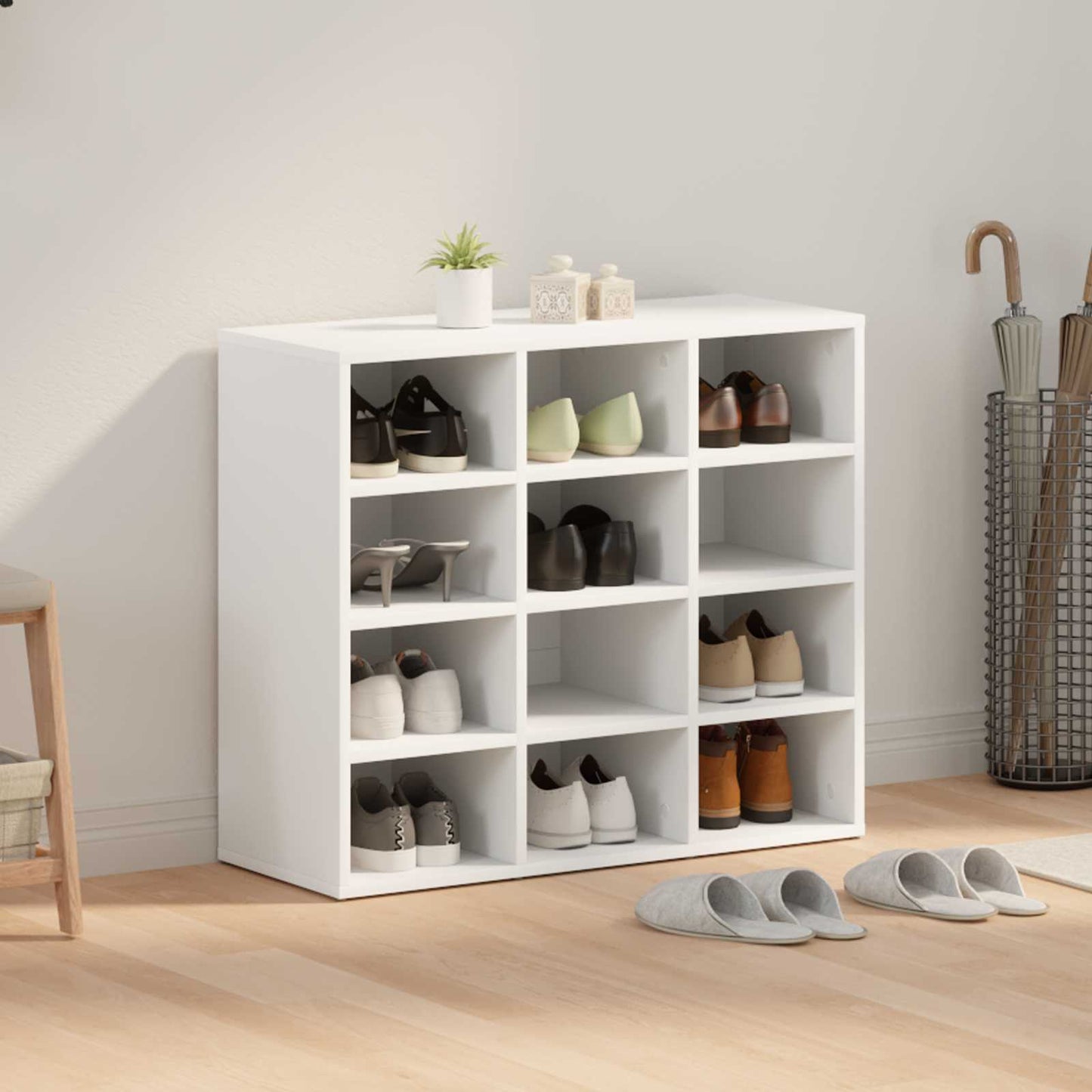 Sko skab 77,5 x 30 x 67 cm Konstrueret træ Hvid