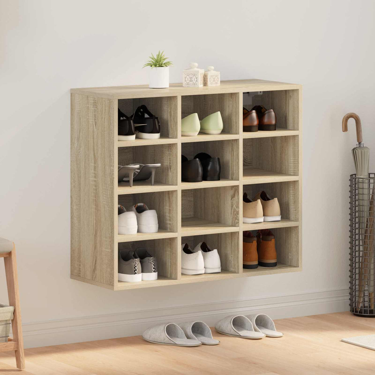 Sko skab 77,5 x 30 x 67 cm Konstrueret træ Sonoma-eg