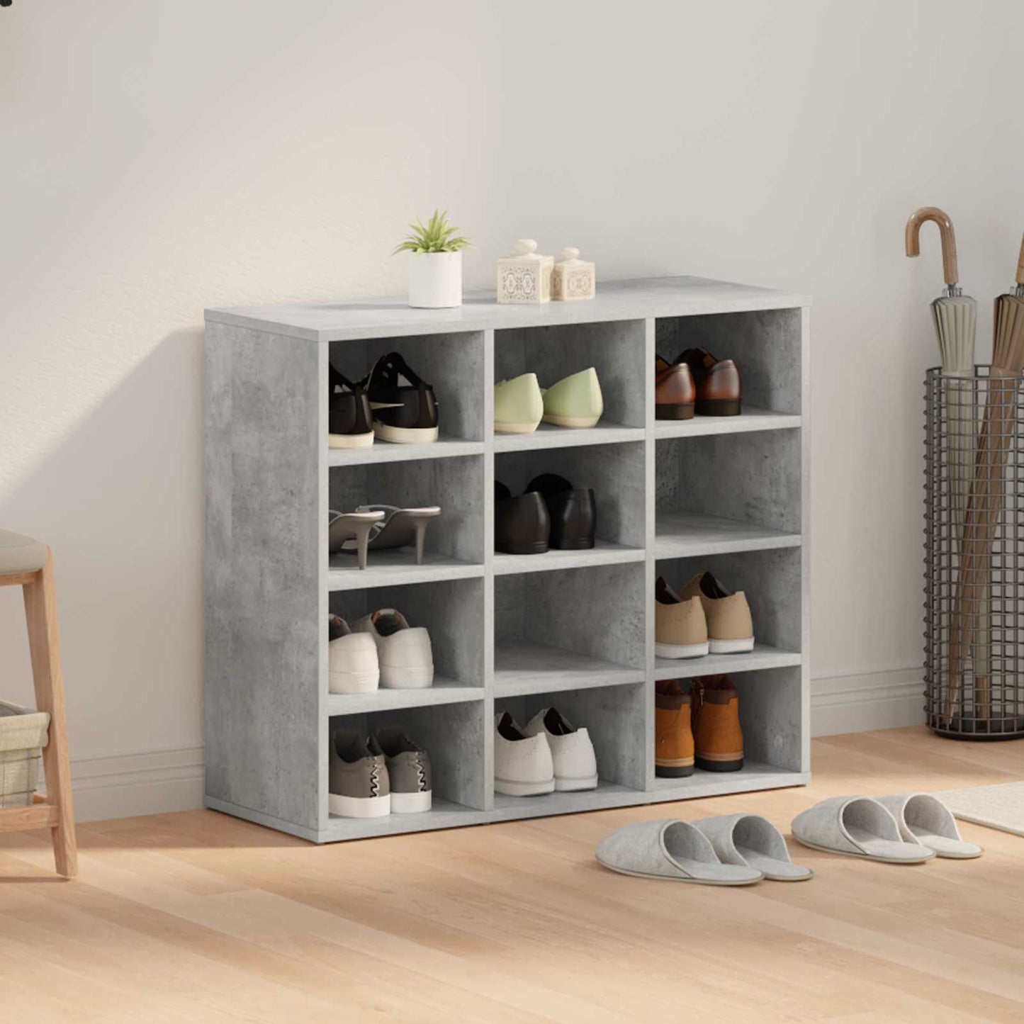 Sko skab 77,5 x 30 x 67 cm Konstrueret træ Betongrå