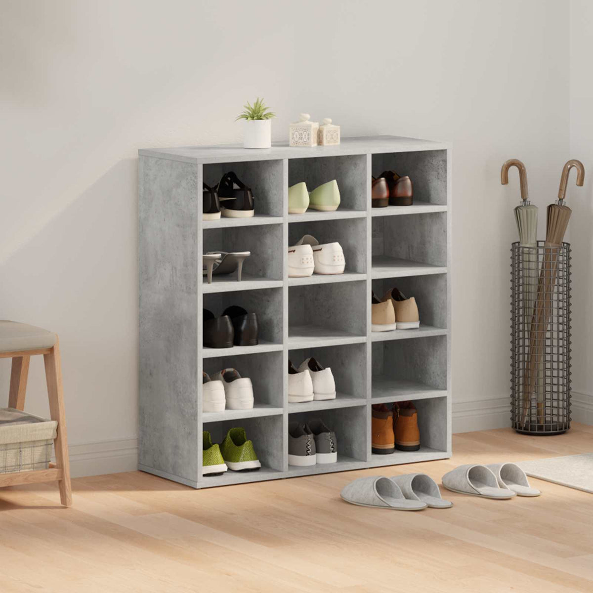 Sko skab 77,5 x 30 x 83,5 cm Konstrueret træ Betongrå