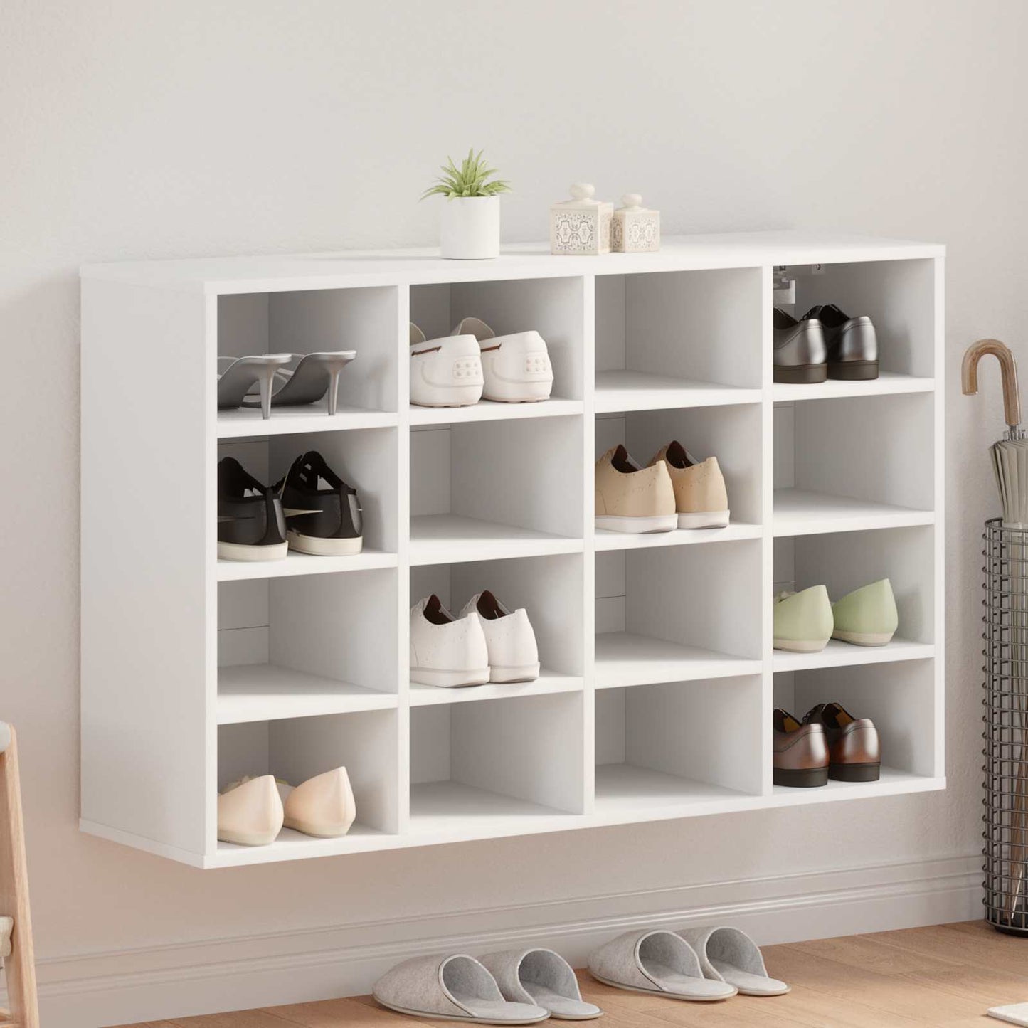 Sko skab 103 x 30 x 67 cm Konstrueret træ Hvid