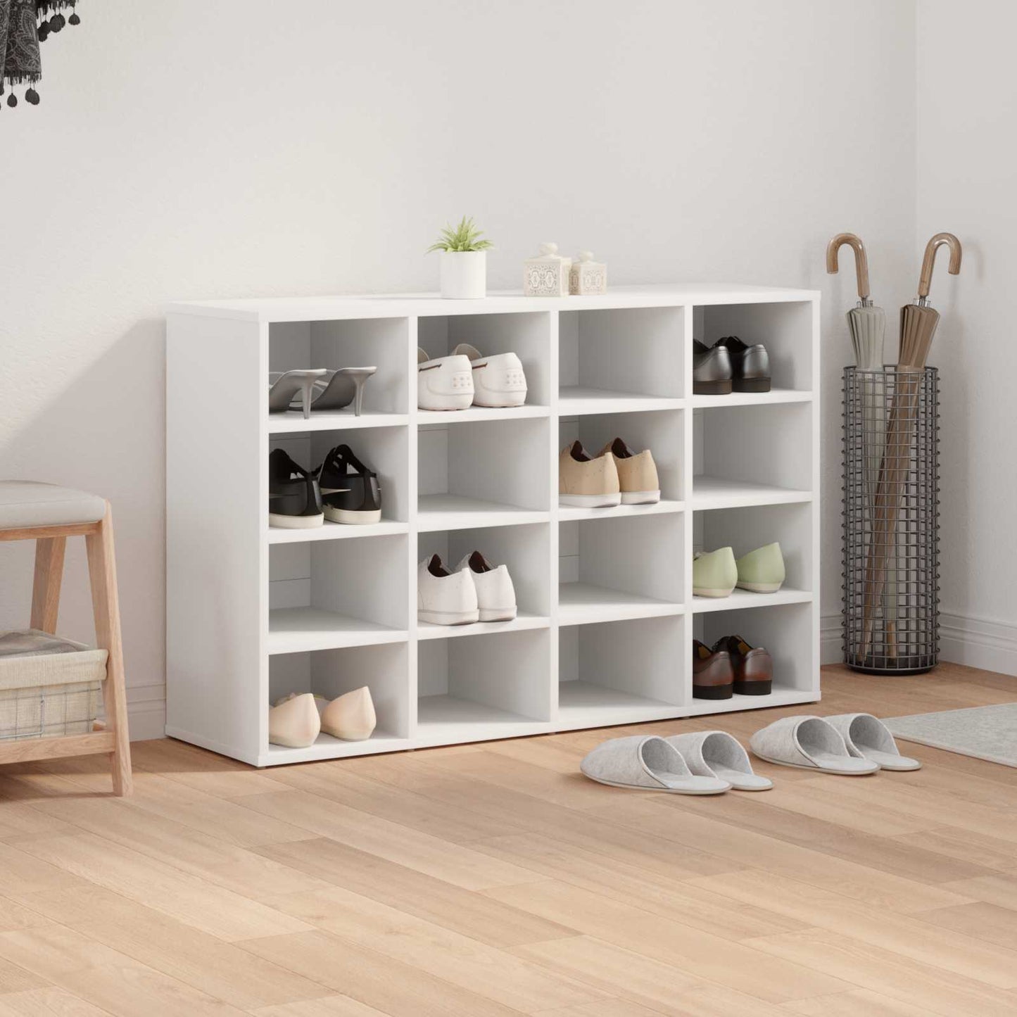 Sko skab 103 x 30 x 67 cm Konstrueret træ Hvid