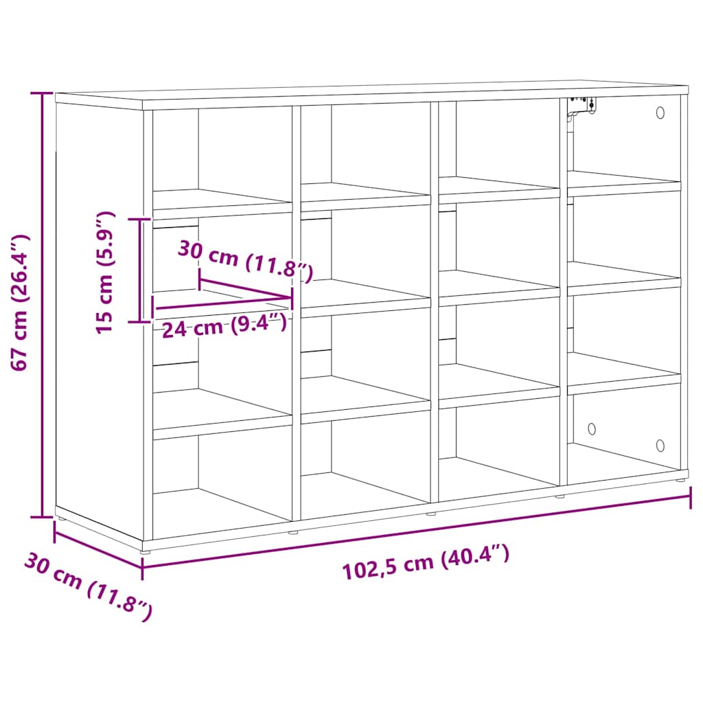 Sko skab 103 x 30 x 67 cm Konstrueret træ Sonoma-eg