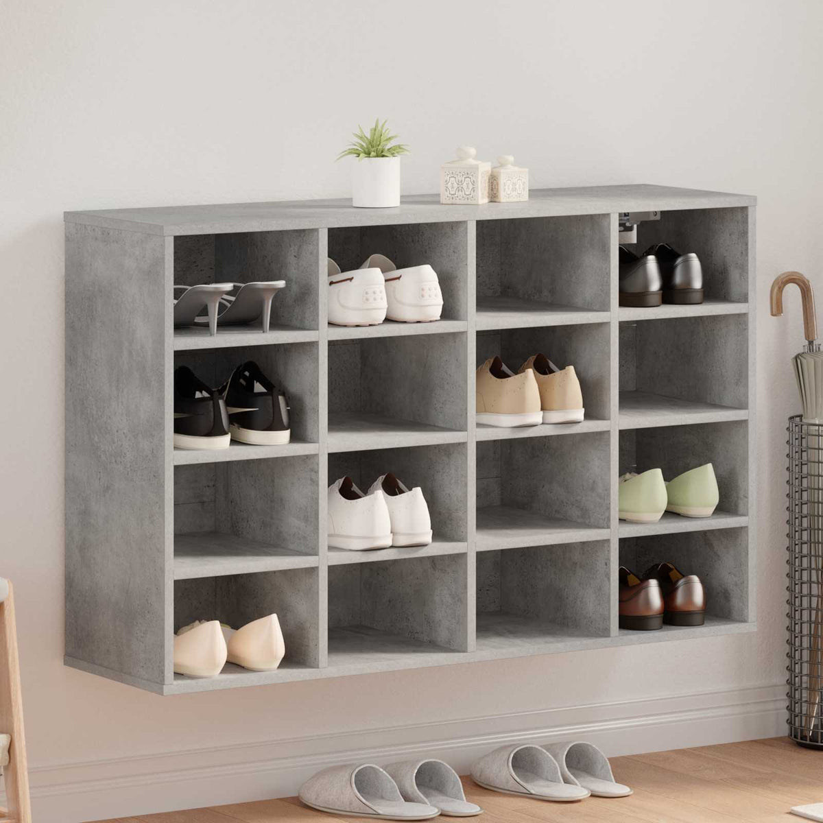 Sko skab 103 x 30 x 67 cm Konstrueret træ Betongrå