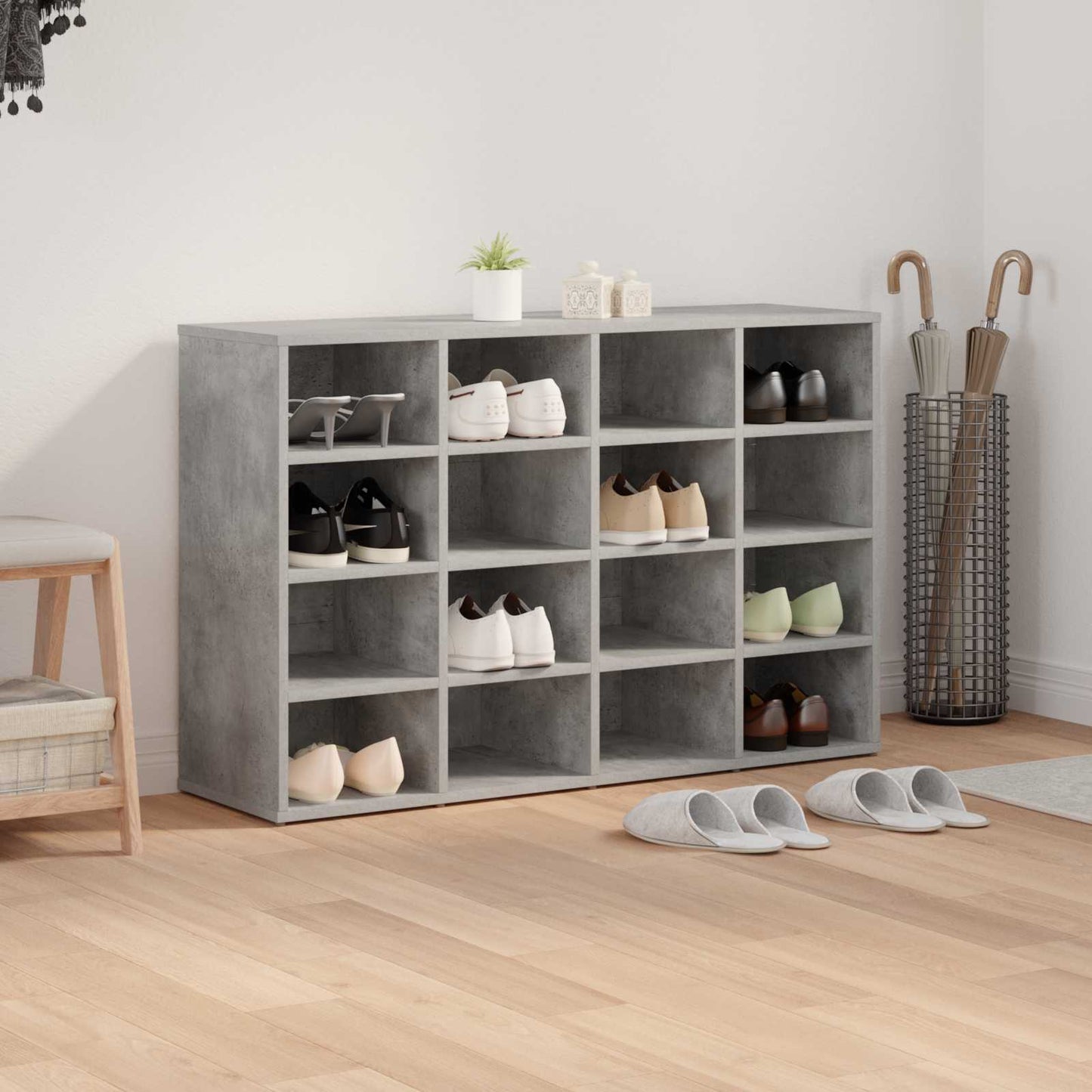 Sko skab 103 x 30 x 67 cm Konstrueret træ Betongrå