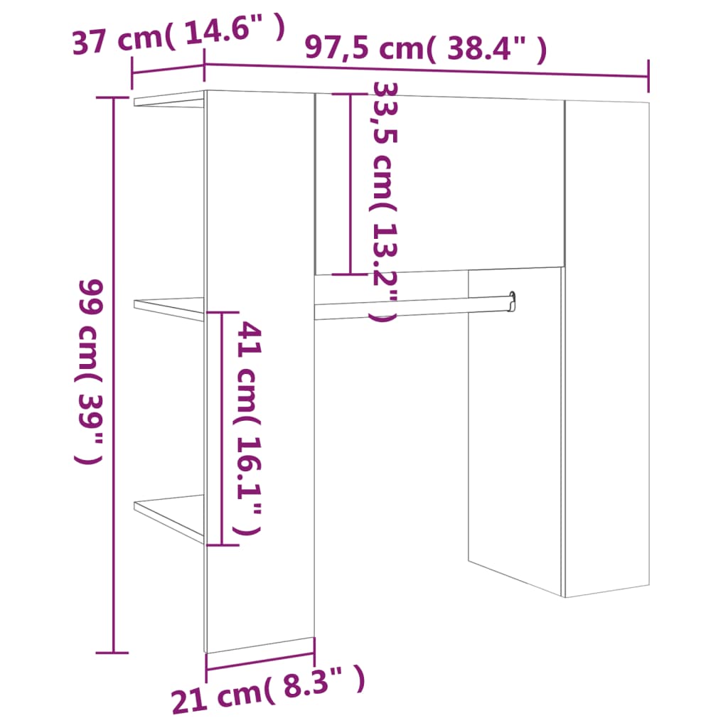 entrémøbel 97,5x37x99 cm konstrueret træ sonoma-eg