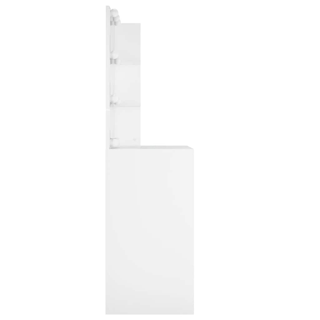 makeupbord med LED-lys 60x40x140 cm hvid