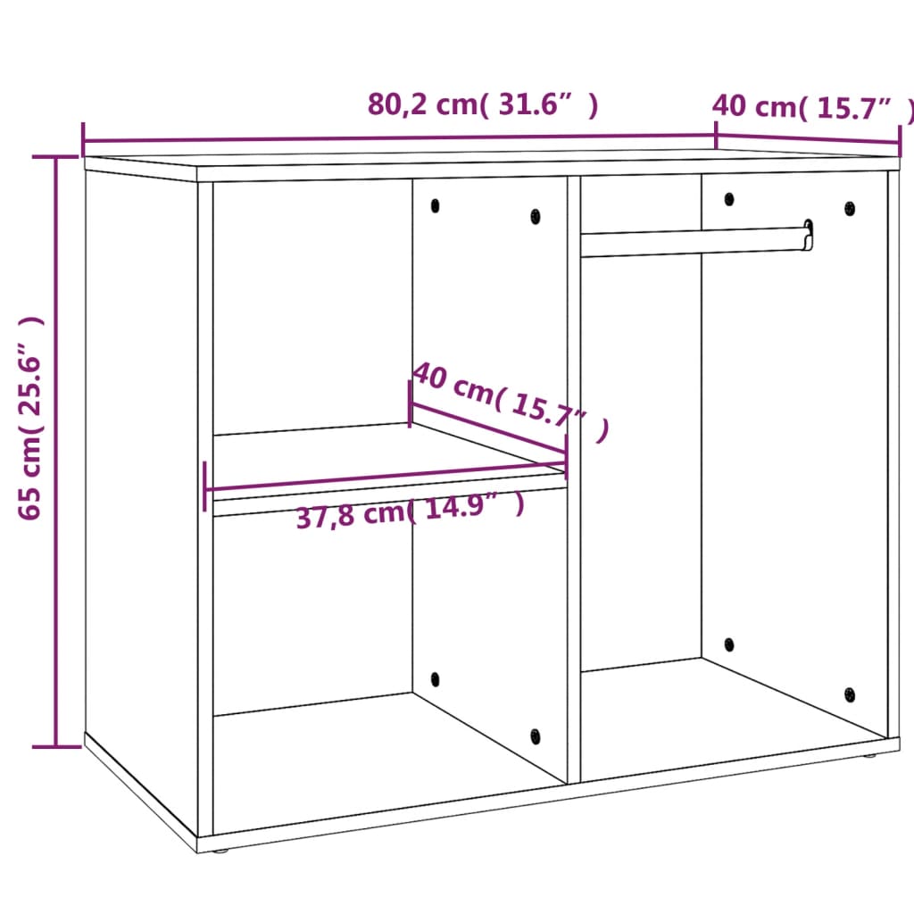 skab 80x40x65 cm konstrueret træ sonoma-eg