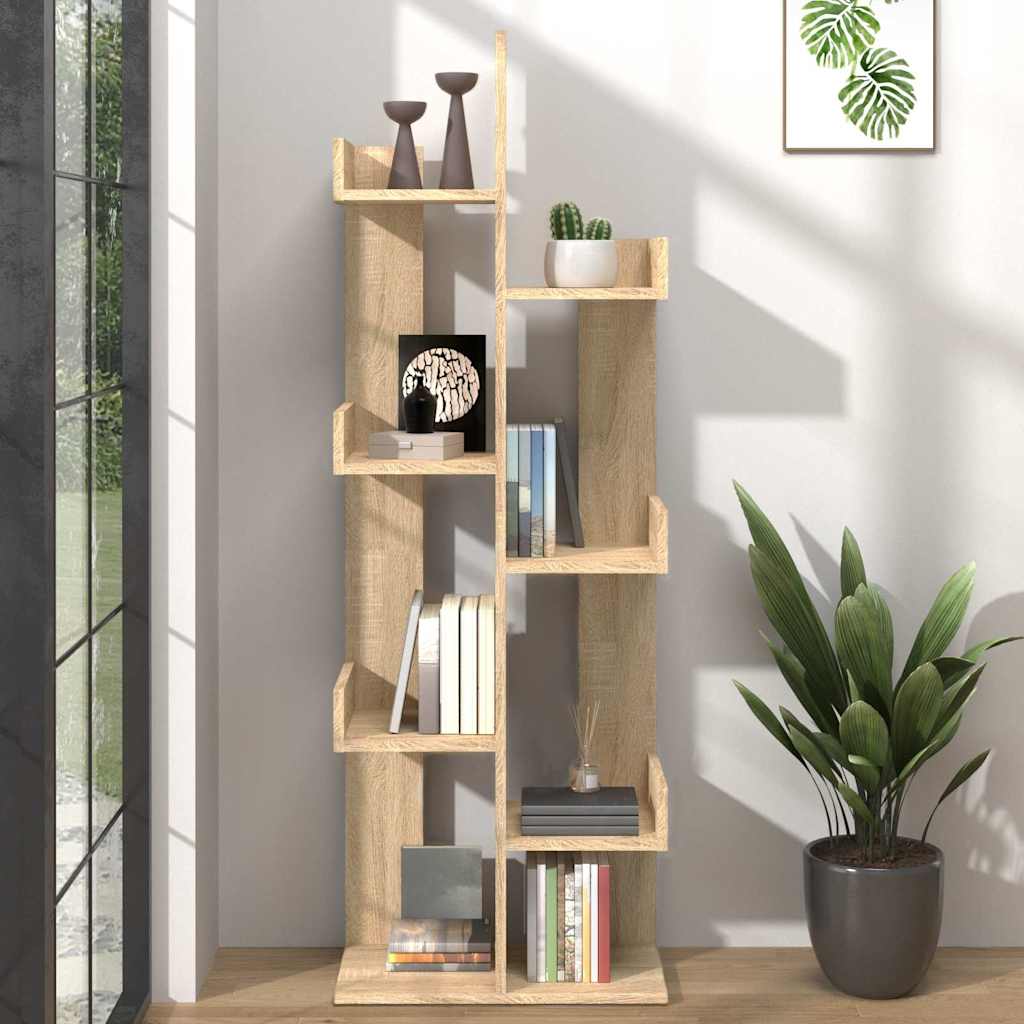 bogreol 48x25,5x140 cm konstrueret træ sonoma-eg