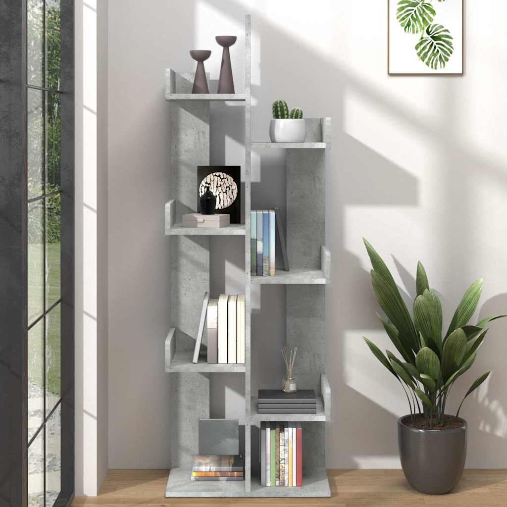 bogreol 48x25,5x140 cm konstrueret træ betongrå