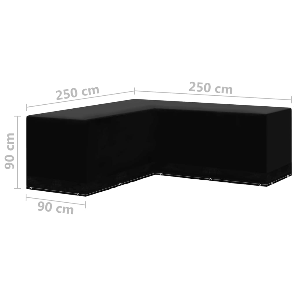 havemøbelovertræk 2 stk. L-formet 12 snørehuller 250x250x90 cm