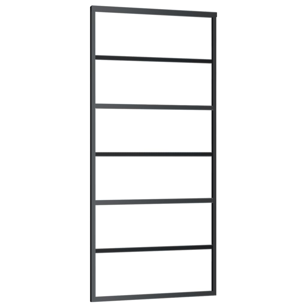 skydedør m. monteringssæt 90x205 cm sikkerhedsglas og aluminium