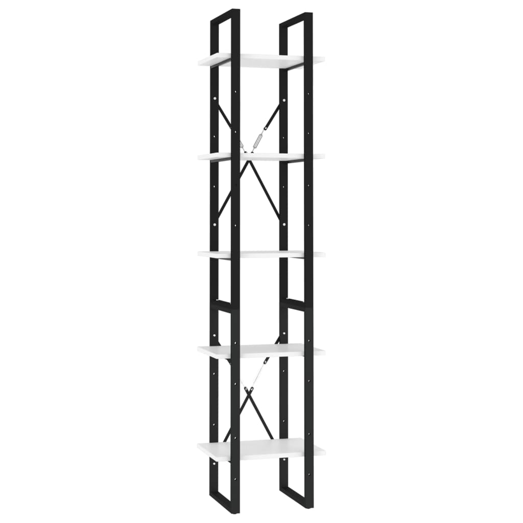 bogreol 5 hylder 40x30x175 cm konstrueret træ hvid