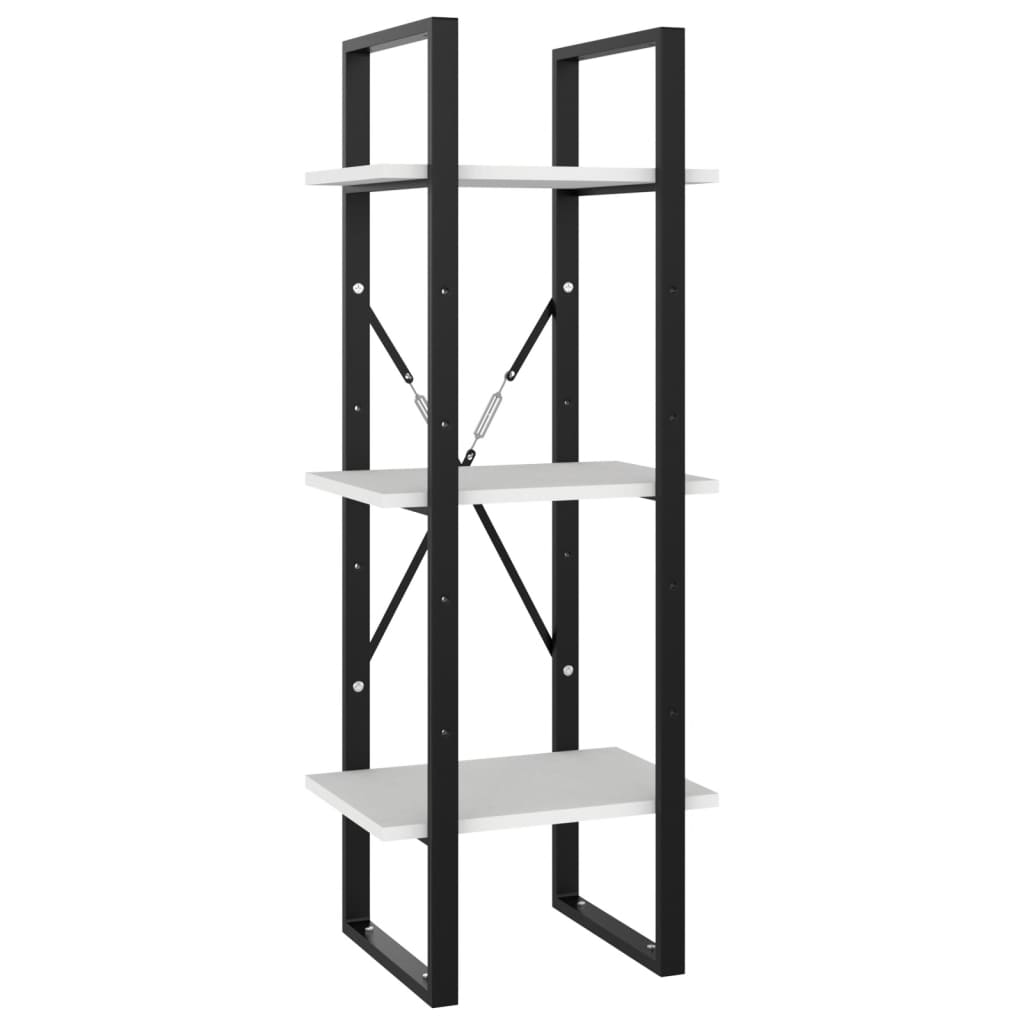 bogreol 5 hylder 40x30x175 cm konstrueret træ hvid