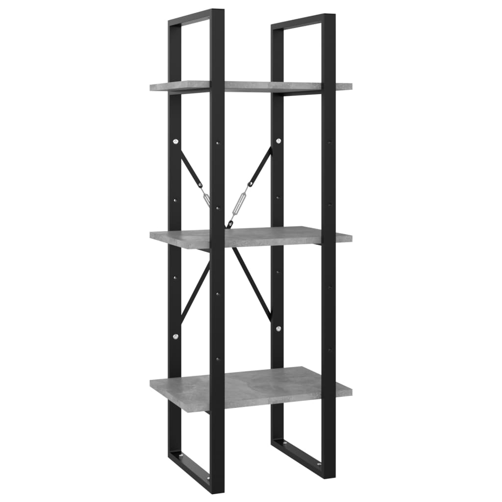 bogreol 5 hylder 40x30x175 cm konstrueret træ betongrå