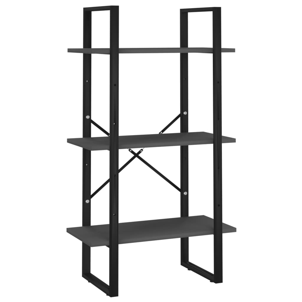 bogreol med 5 hylder 60x30x175 cm konstrueret træ grå