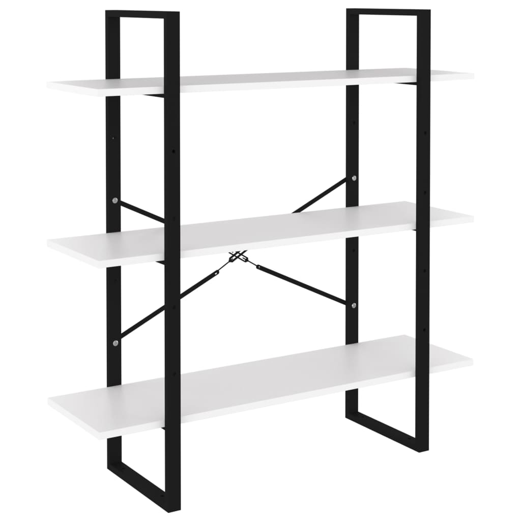 bogreol med 5 hylder 100x30x175 cm konstrueret træ hvid