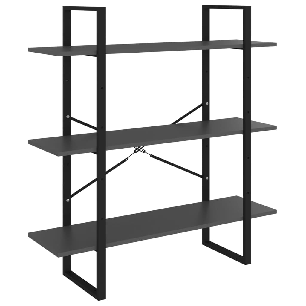 bogreol med 5 hylder 100x30x175 cm konstrueret træ grå