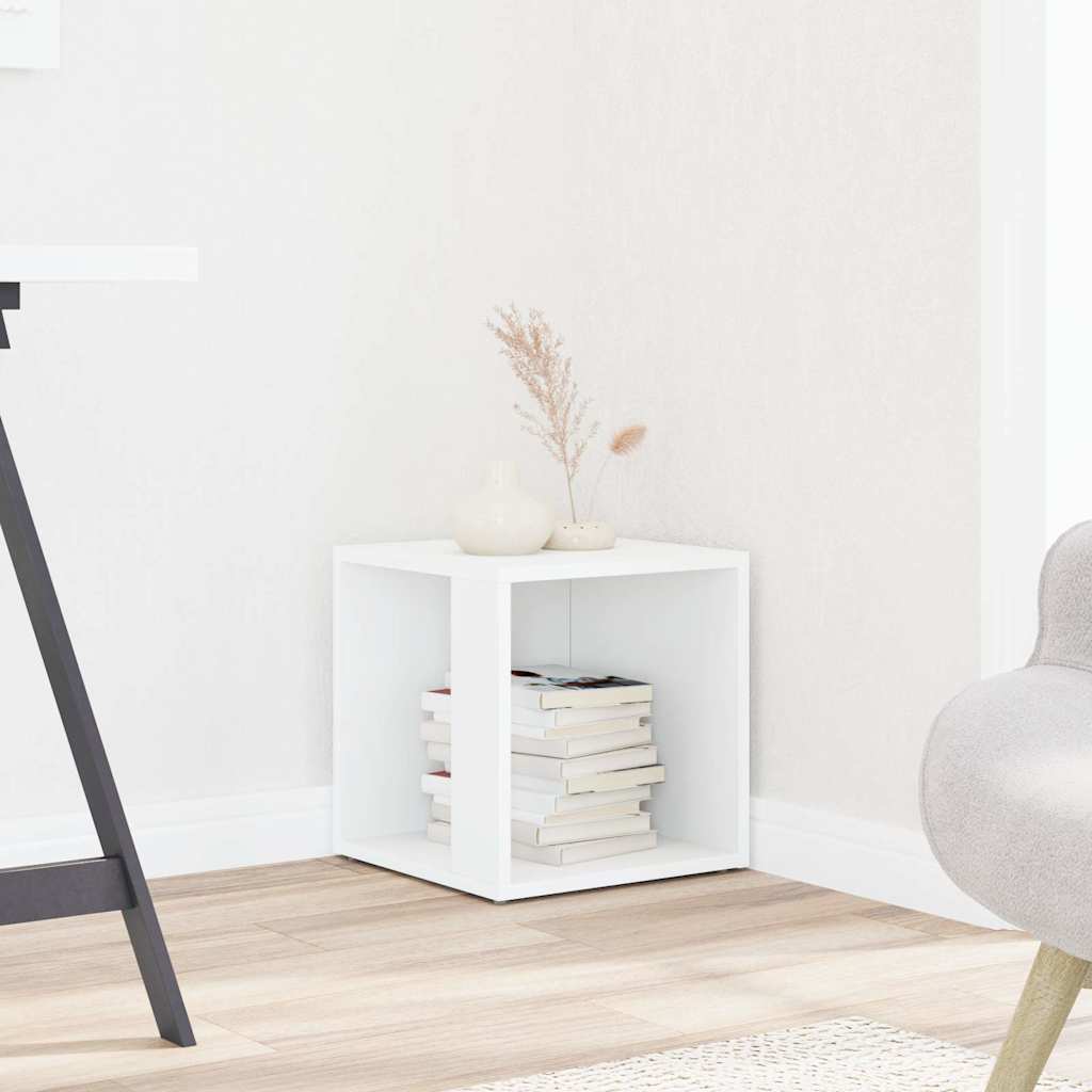 sidebord 33x33x34,5 cm konstrueret træ hvid