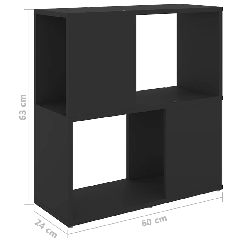 bogreol 60x24x63 cm konstrueret træ sort