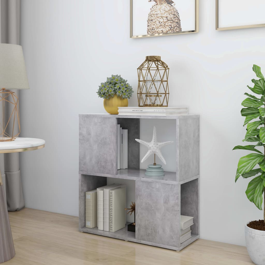 bogreol 60x24x63 cm konstrueret træ betongrå