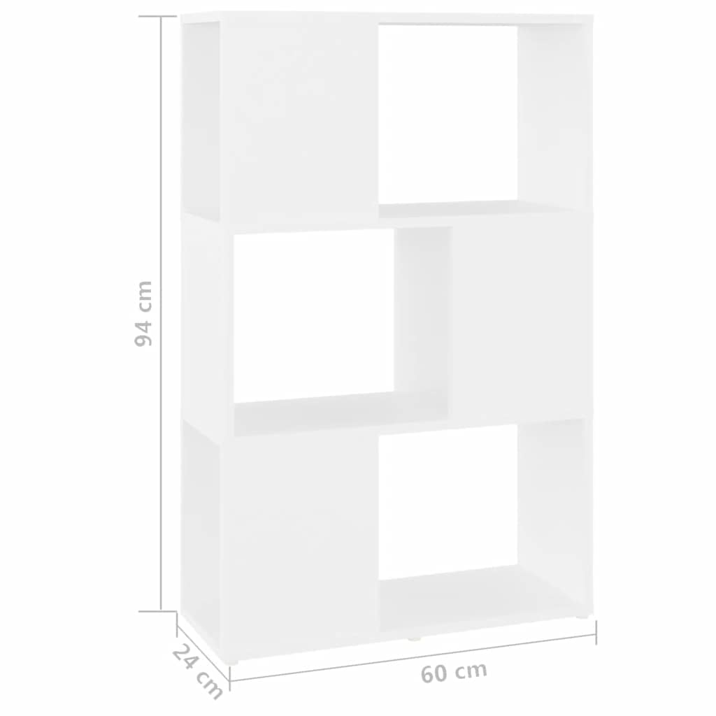 bogreol/rumdeler 60x24x94 cm konstrueret træ hvid