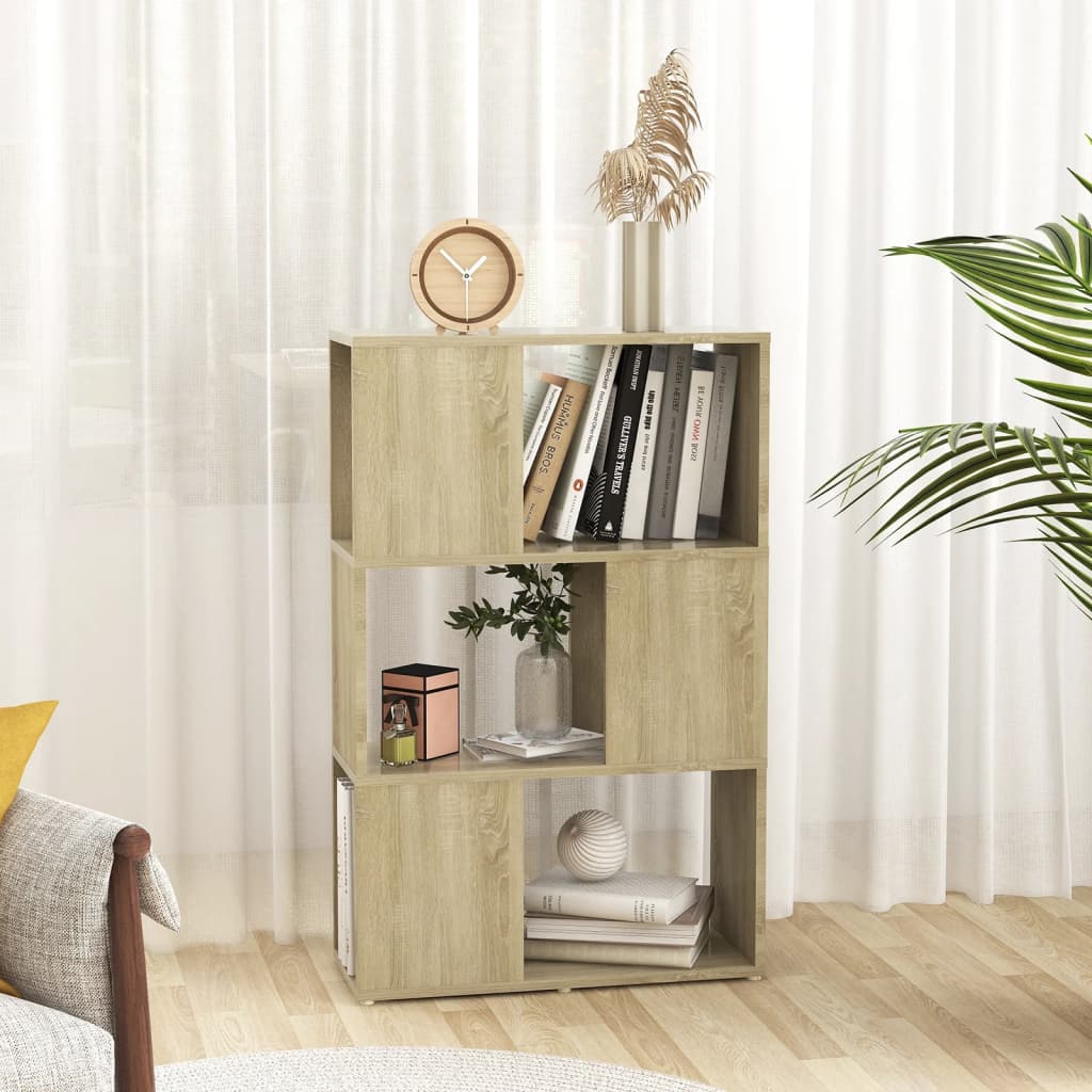 bogreol/rumdeler 60x24x94 cm konstrueret træ sonoma-eg