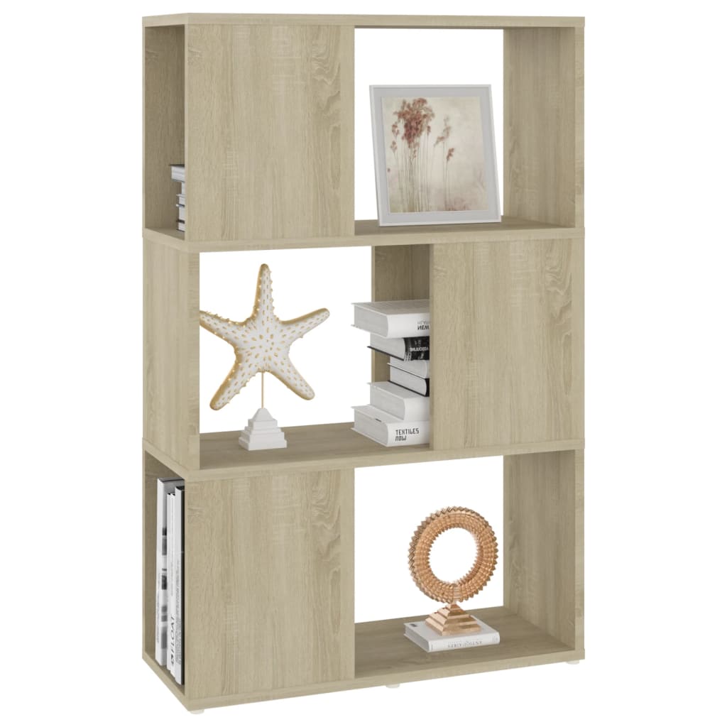 bogreol/rumdeler 60x24x94 cm konstrueret træ sonoma-eg