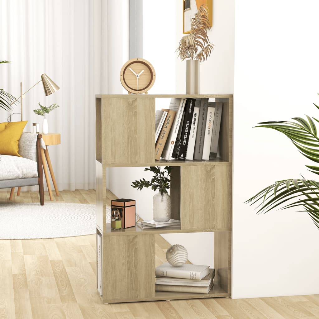 bogreol/rumdeler 60x24x94 cm konstrueret træ sonoma-eg
