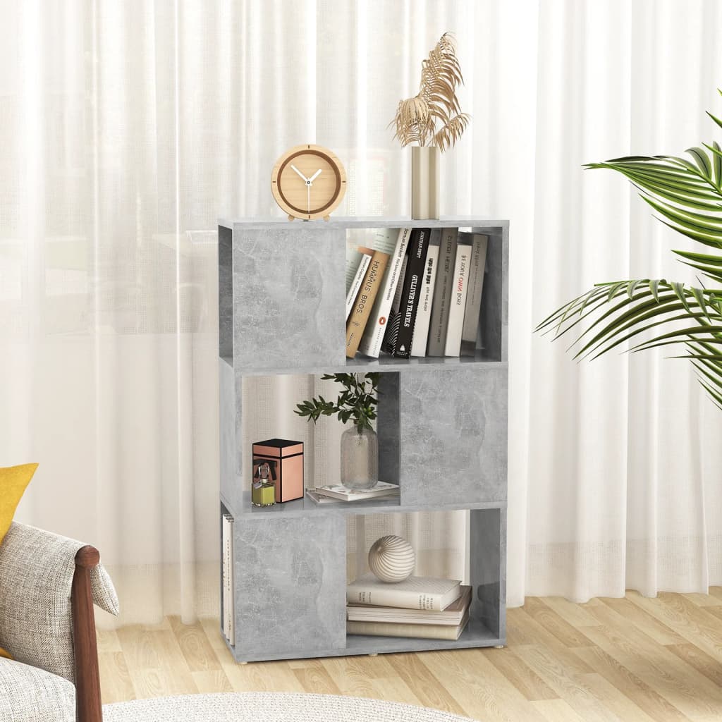 bogreol/rumdeler 60x24x94 cm konstrueret træ betongrå