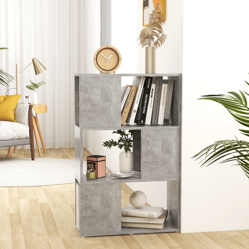 bogreol/rumdeler 60x24x94 cm konstrueret træ betongrå