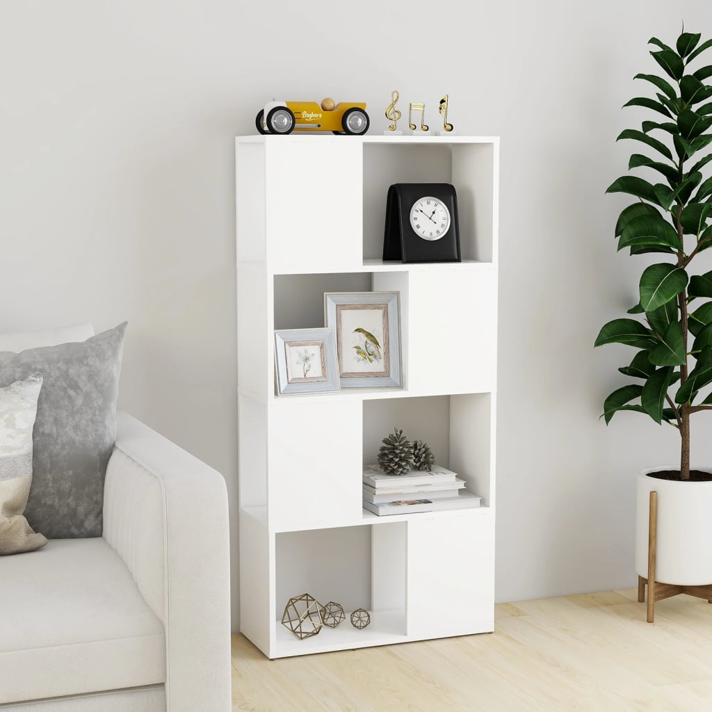 bogreol/rumdeler 60x24x124,5 cm konstrueret træ hvid