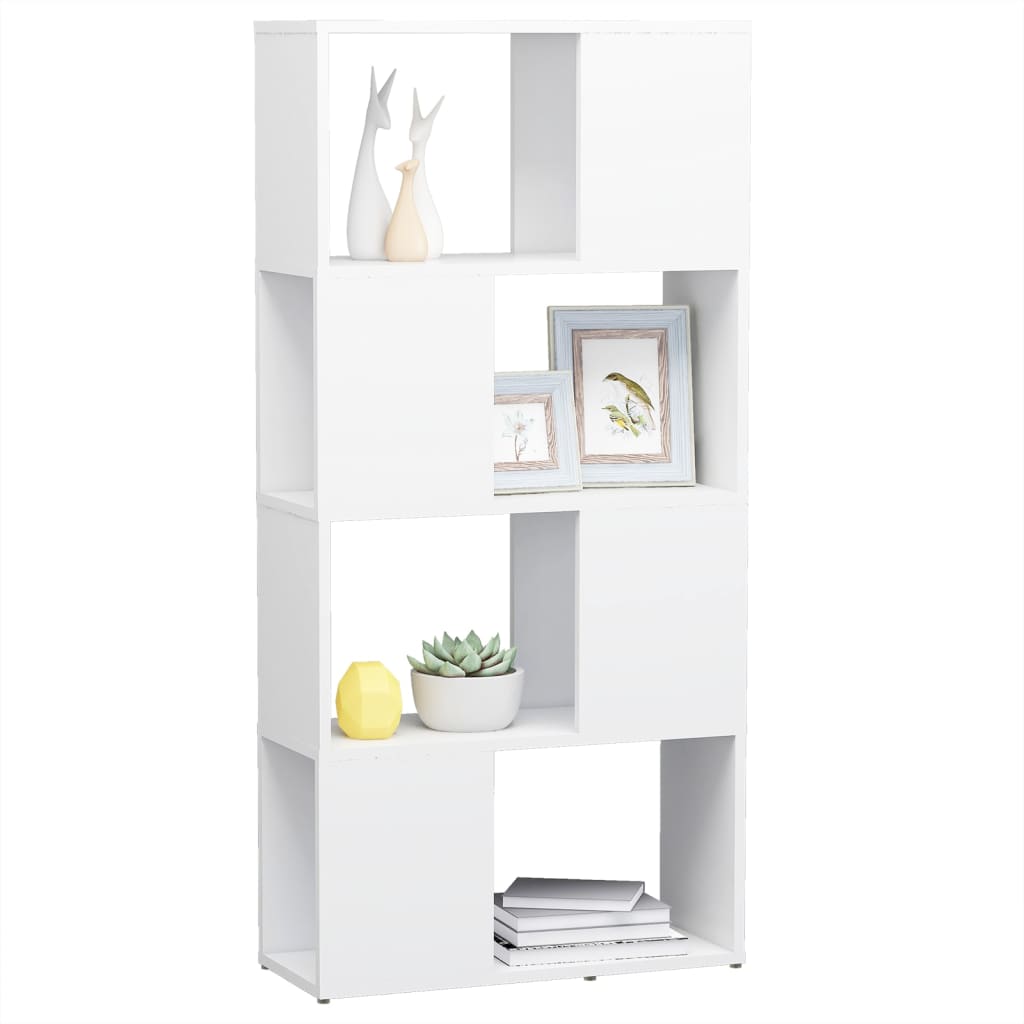 bogreol/rumdeler 60x24x124,5 cm konstrueret træ hvid