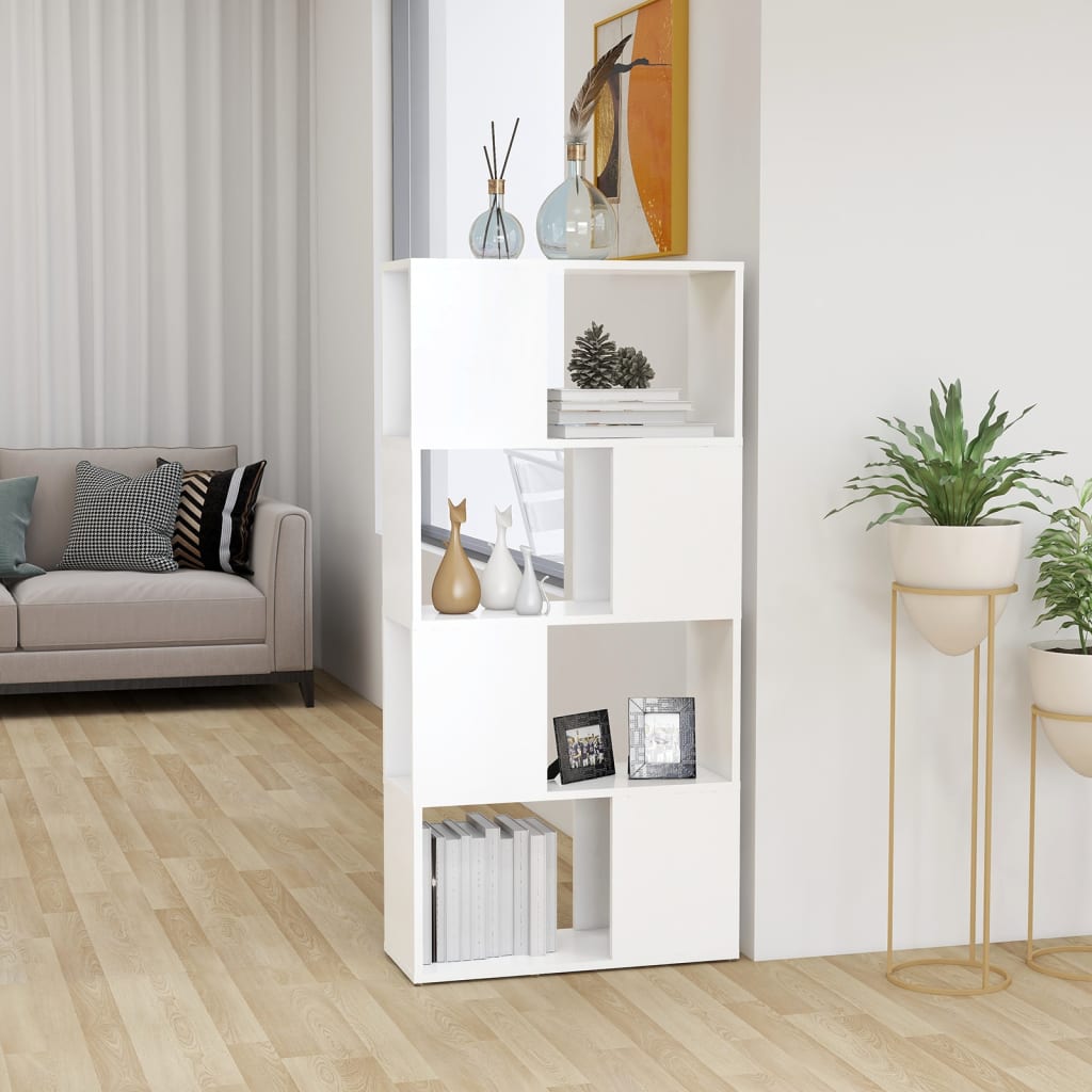 bogreol/rumdeler 60x24x124,5 cm konstrueret træ hvid