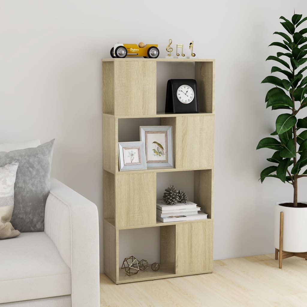 bogreol/rumdeler 60x24x124,5 cm konstrueret træ sonoma-eg