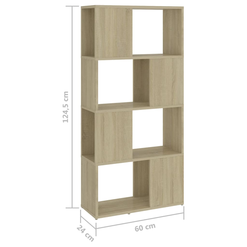 bogreol/rumdeler 60x24x124,5 cm konstrueret træ sonoma-eg