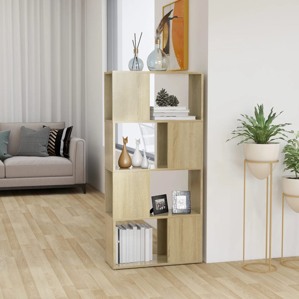 bogreol/rumdeler 60x24x124,5 cm konstrueret træ sonoma-eg