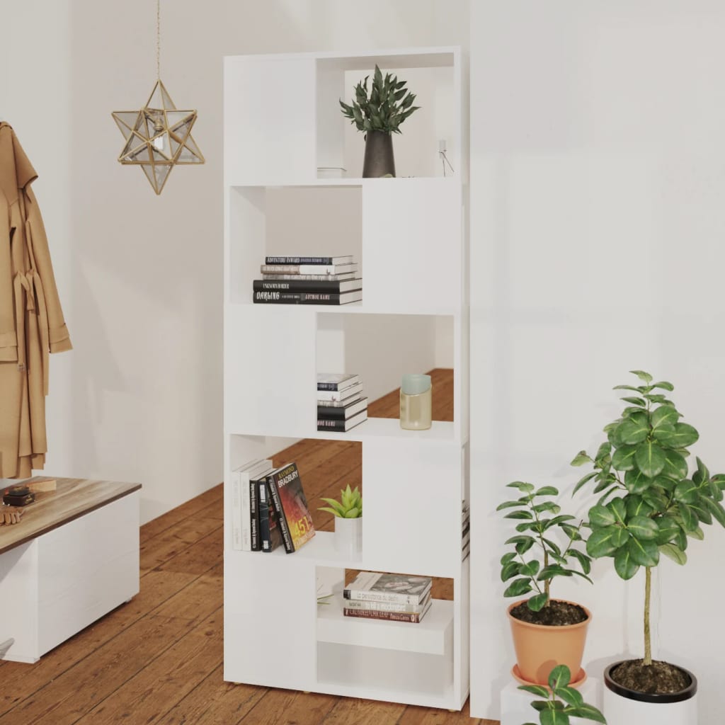 bogreol/rumdeler 60x24x155 cm konstrueret træ hvid