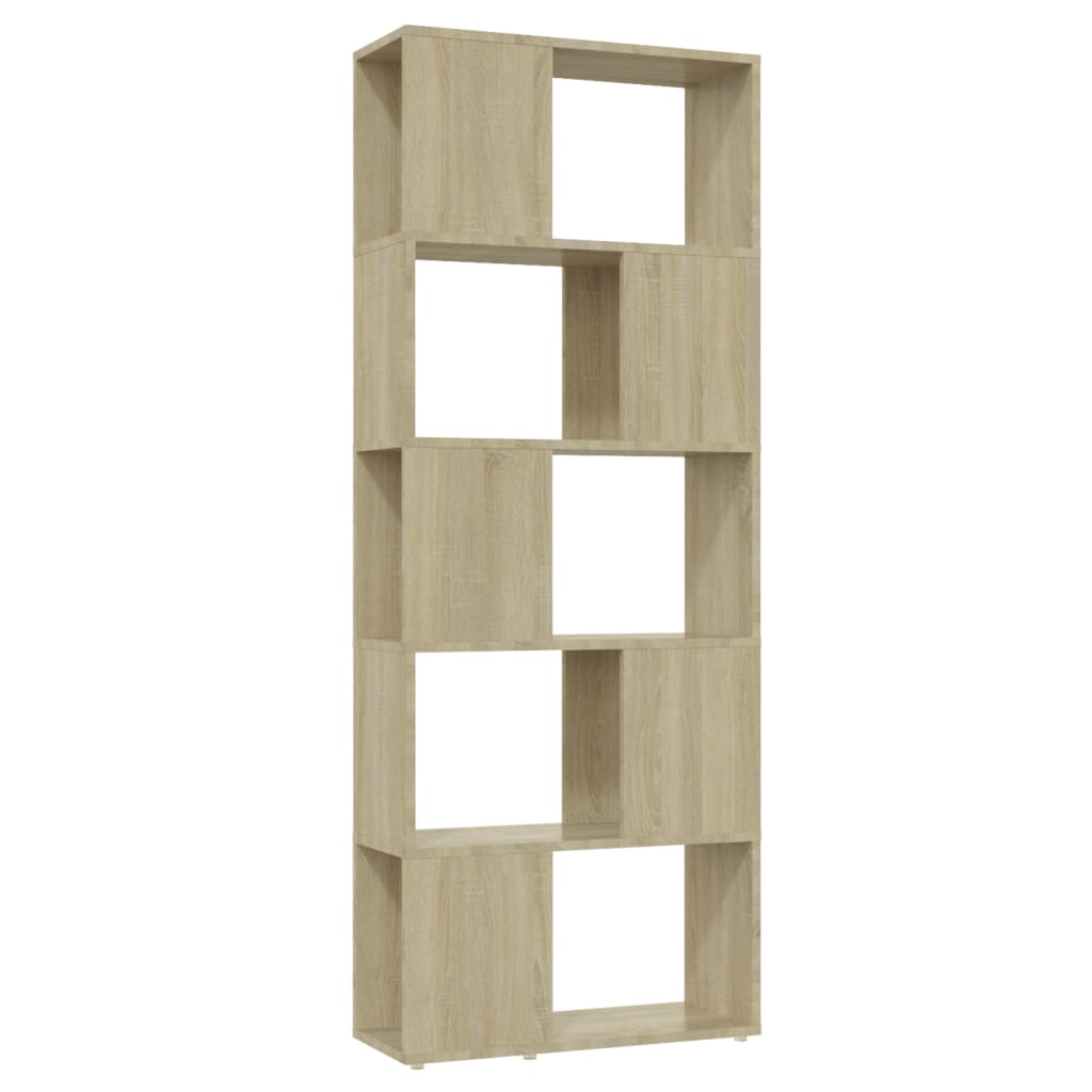 bogreol/rumdeler 60x24x155 cm konstrueret træ sonoma-eg