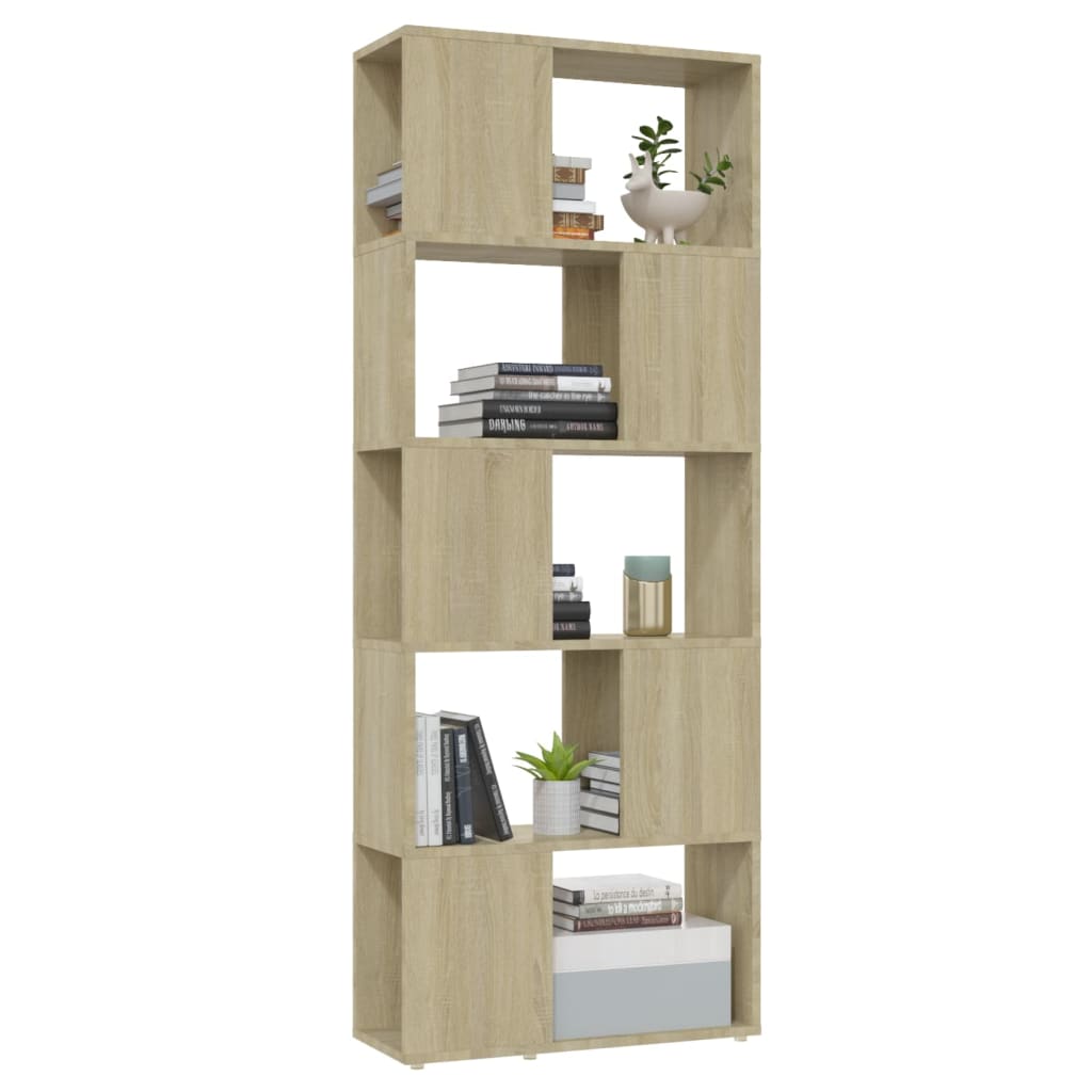 bogreol/rumdeler 60x24x155 cm konstrueret træ sonoma-eg