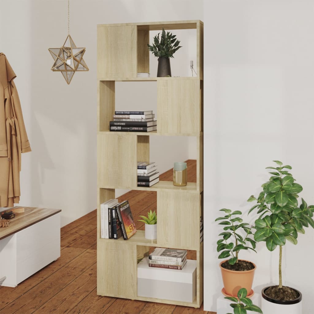 bogreol/rumdeler 60x24x155 cm konstrueret træ sonoma-eg