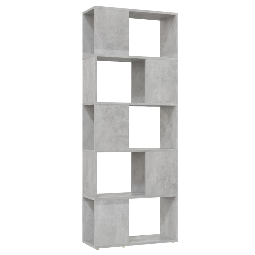 bogreol/rumdeler 60x24x155 cm konstrueret træ betongrå