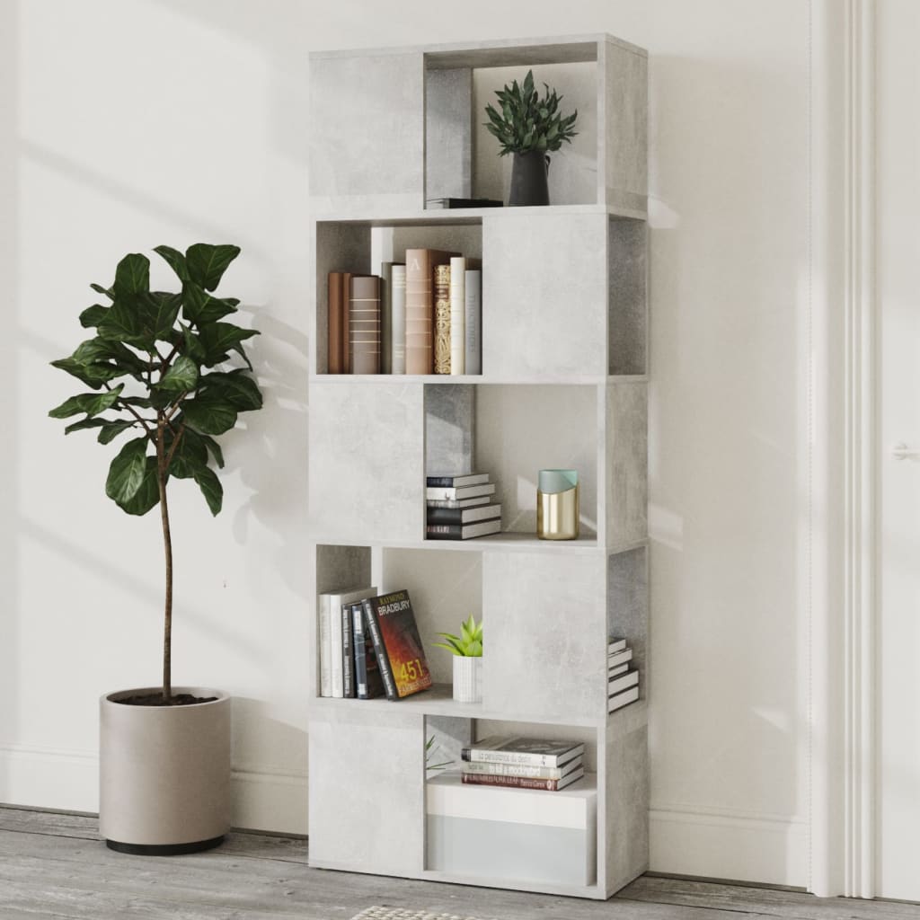 bogreol/rumdeler 60x24x155 cm konstrueret træ betongrå