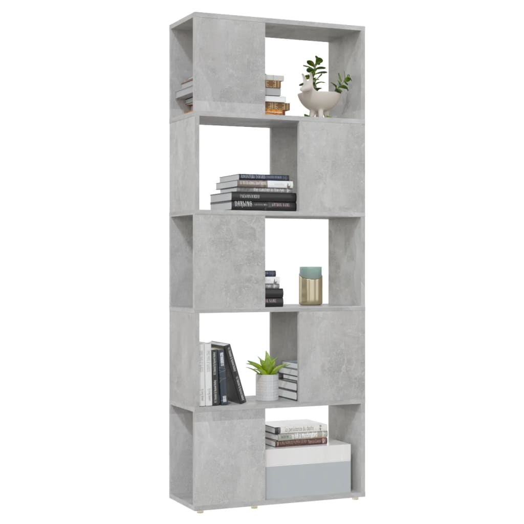 bogreol/rumdeler 60x24x155 cm konstrueret træ betongrå